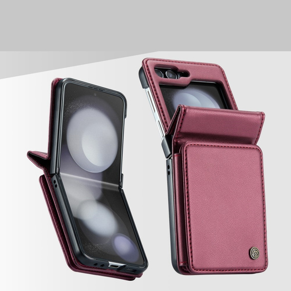 CASEME flip tok Samsung Galaxy Z Flip5 5G, Litchi Wallet, piros