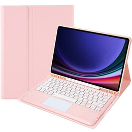 Tok + billentyűzet Samsung Galaxy Tab S9+, Leather Pen Slot TouchPad, rózsaszín rose gold
