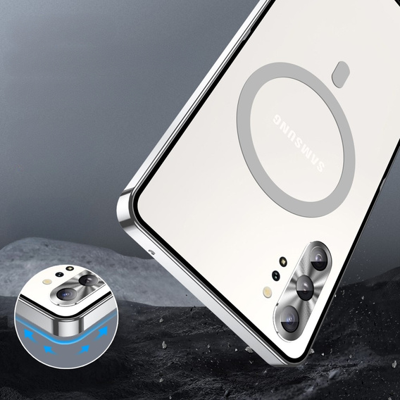 Kameravédő tok Samsung Galaxy Note 10+ Plus, CamShield MagSafe, átlátszó / ezüst