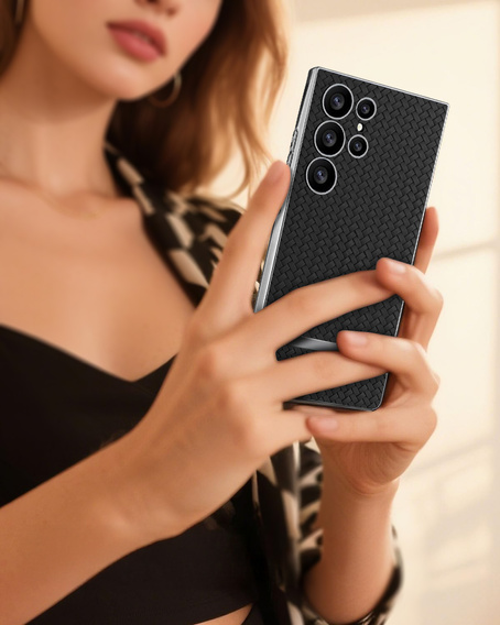 Telefontok a Samsung Galaxy S23 Ultra, GKK Woven Leather, fekete