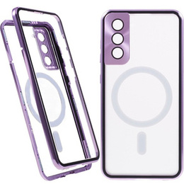 Magnetic Dual Glass MagSafe tok Samsung Galaxy S21, lila