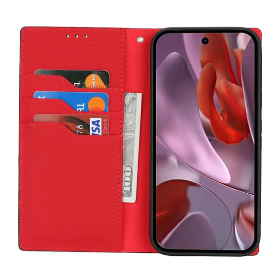 Pattintható tok a Google Pixel 9A, Litchi Skin Grain, fekete