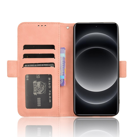 Pattintható tok a Xiaomi 14 Ultra, Card Slot, rózsaszín