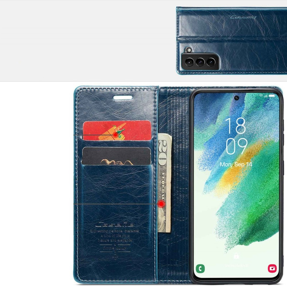 CASEME flip tok Samsung Galaxy S21 FE, Waxy Textured, kék
