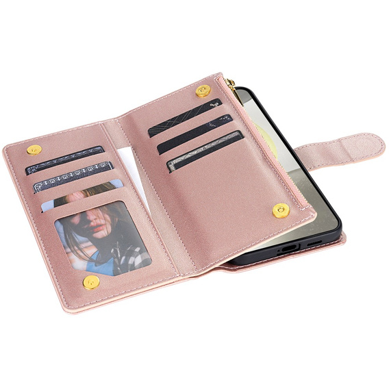 Flap tok Samsung Galaxy A56 5G, Rhombus Crossbody Leather, rózsaszín rose gold