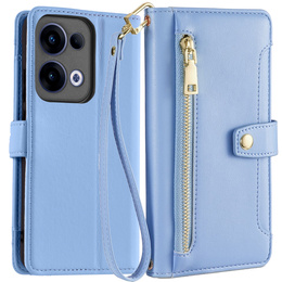 Pattintható tok a Oppo Reno 13, Wallet Zipper Pocket, kék