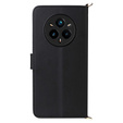 Tok patenttal a Realme 14 Pro+ 5G-hez, Crossbody Leather Wallet, fekete színű