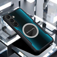 Tok Samsung Galaxy M35, mágneses lemezzel, átlátszó / fekete