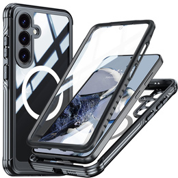 Tok Samsung Galaxy S25 FE-hoz, Shockproof, üveggel, MagSafe-hoz, fekete
