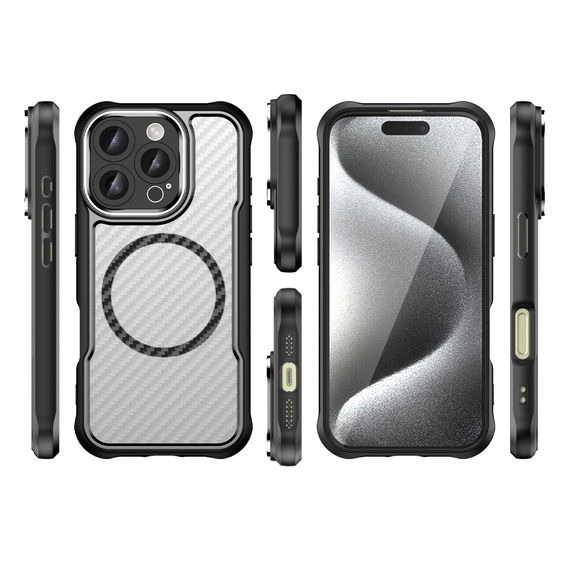 Tok a iPhone 16 Pro, Fusion Hybrid Carbon, MagSafe-hoz, fekete