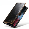 CASEME flip tok Samsung Galaxy S22 Ultra, Waxy Textured, fekete / barna