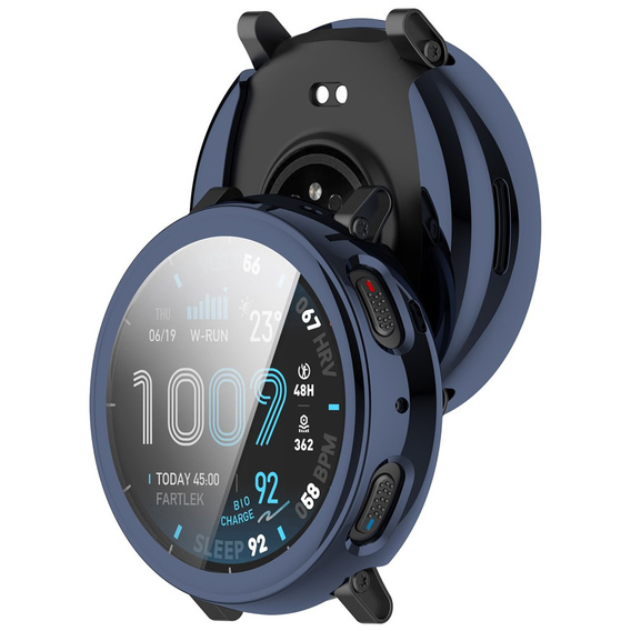 2 az 1-ben tok képernyővédővel Amazfit Active Max készülékhez, kék