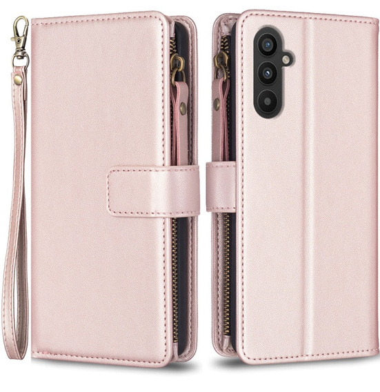 Pattintható tok a Samsung Galaxy A25 5G, Wallet Zipper Pocket, fekete