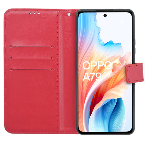 Pattintható tok a Oppo A79 5G, Crazy Horse Wallet, piros
