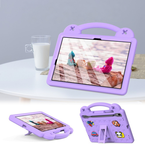 Gyermek tok Samsung Galaxy Tab S7/S8/S9, Cute Patterns, állvánnyal, lila