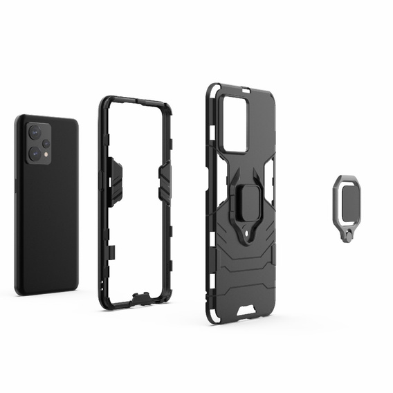 Telefontok a Realme 9 Pro+ Plus / Realme 9 4G, Kickstand Ring, fekete