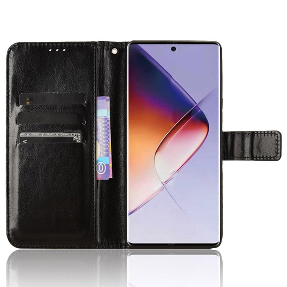 Pattintható tok a Infinix Note 40 Pro Plus, Crazy Horse Wallet, fekete