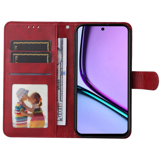 Pattintható tok a Realme C67, Leather Wallet, piros