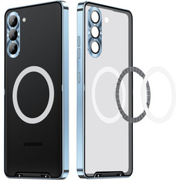 Kameravédő tok Samsung Galaxy S23, CamShield MagSafe, átlátszó / kék