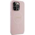 GUESS Telefontok a iPhone 14 Pro, Saffiano MagSafe, rózsaszín