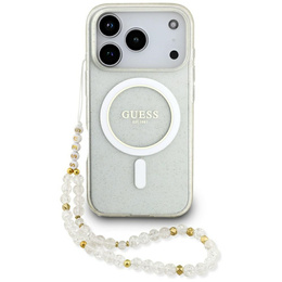 Guess IML Glitter Pearl Strap MagSafe tok iPhone 17 Pro Max készülékhez