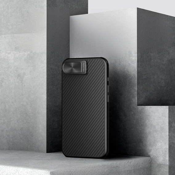 Tok iPhone 16e, páncélozott Nillkin, Carboprof Case, Magsafe, fekete