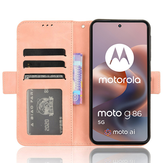 Pattintható tok a Motorola Moto G86 Power 5G, Card Slot, rózsaszín