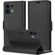 Tok Oppo Reno 13 Pro, ERBORD Glossy Litchi, pénztárca patenttal, fekete