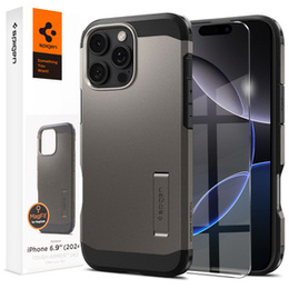 Spigen tok iPhone 16 Pro Max készülékhez, Tough Armor Mag Mag MagSafe, szürke + 9H edzett üveg