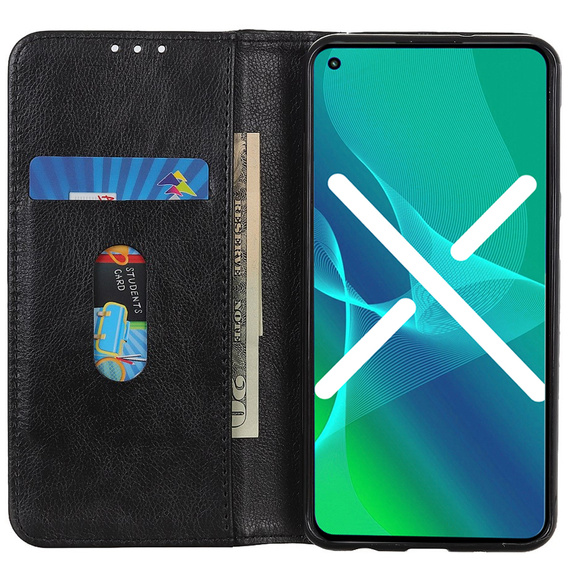 Telefontok a Motorola Moto G22, Wallet Litchi Leather, fekete