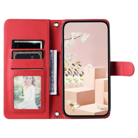 Flap tok Samsung Galaxy A55 5G, Rhombus Crossbody Leather, piros
