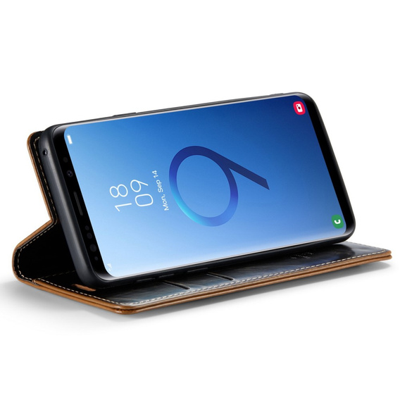 CASEME flip tok Samsung Galaxy S9+ Plus, Waxy Textured, kávé