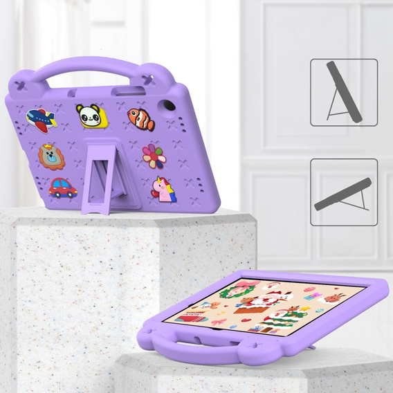 Gyermek tok Samsung Galaxy Tab A9+, Cute Patterns, állvánnyal, lila