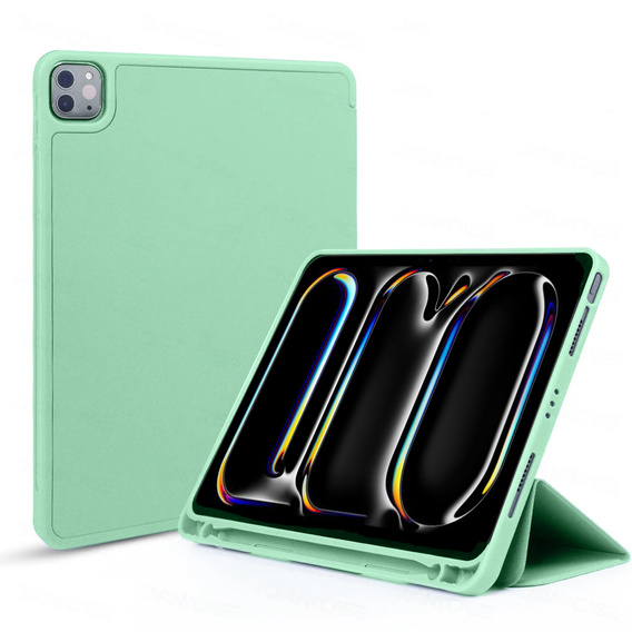Tok Apple iPad Pro 13" 7 gen. 2024 (A2925, Smartcase tolltartóval, zöld
