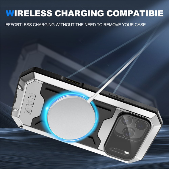 R-JUST páncélozott tok képernyővédővel és állvánnyal iPhone 17 Pro Max készülékhez