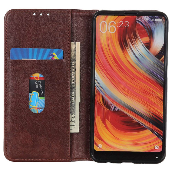 Telefontok a OnePlus 12 5G, Wallet Litchi Leather, barna