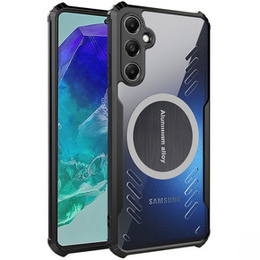 Tok Samsung Galaxy M55 5G, mágneses lemezzel, átlátszó / fekete