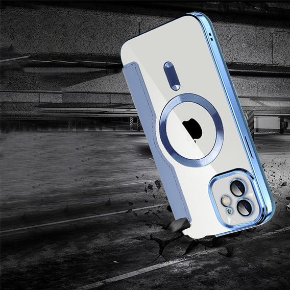 Pattintható tok a iPhone 11, RFID Wallet MagSafe CamShield, kék