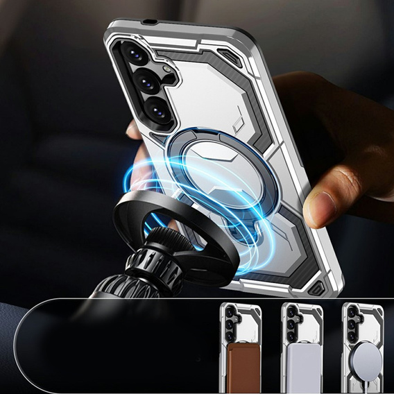 Mágneses tok állvánnyal Samsung Galaxy A57 5G készülékhez, ezüst