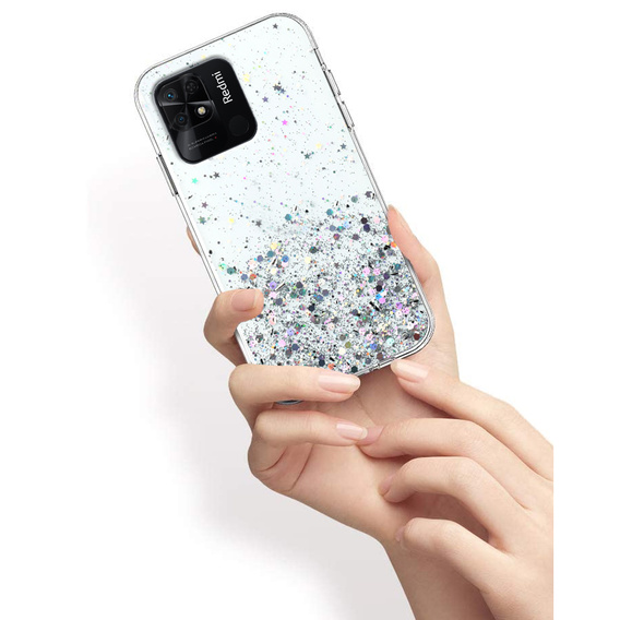 Telefontok a Xiaomi Redmi 10C, Glittery, átlátszó