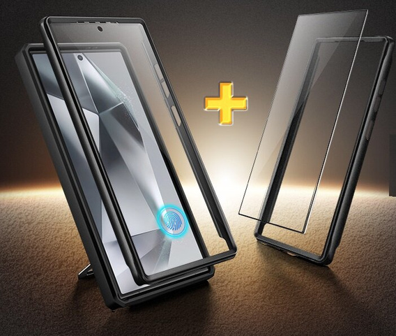 Páncélozott tok Samsung Galaxy S24, TONGATE MECH sorozat gyűrűvel, fekete