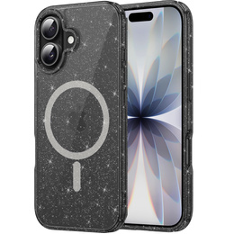 Tok iPhone 17 készülékhez, MagSafe, csillogó, áttetsző fekete