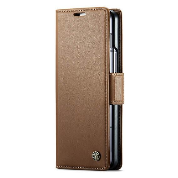 CASEME flip tok Samsung Galaxy Z Fold6 5G, Litchi Wallet, barna