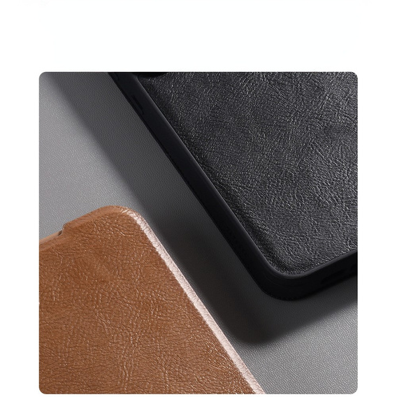 NILLKIN flip tok Samsung Galaxy A56, CamShield Qin Pro, bőr, barna