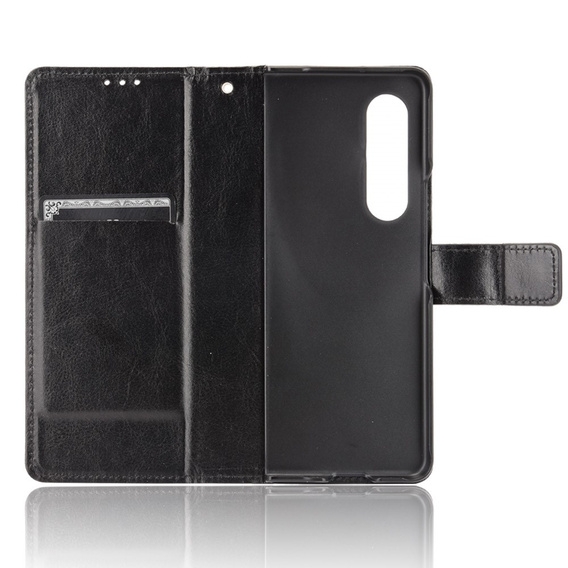 Pattintható tok a Samsung Galaxy Z Fold3 5G, Crazy Horse Wallet, fekete