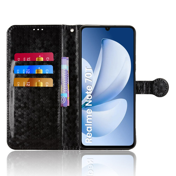 Flap tok Realme Note 70T 4G, Wallet Rhombus, fekete
