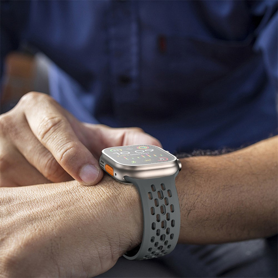 Szilikon szíj Apple Watch 1/2/3/4/4/5/6/7/8/SE/ULTRA 42/44/45/49MM órához, szürke