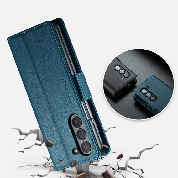 CASEME flip tok Samsung Galaxy Z Fold6 5G, Litchi Wallet, kék