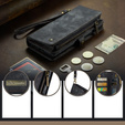 CASEME tok Samsung Galaxy A56 5G, Retro Leather Wallet, szíjjal, fekete
