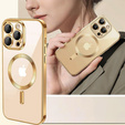 Tok iPhone 12 Pro Max-hoz, Electro MagSafe, arany + üveg a képernyőhöz